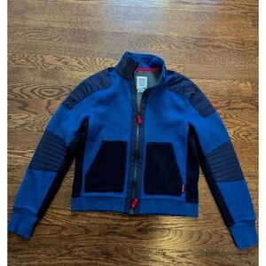 Topo Designs Global Full Zip Sweater Womens Small Blue Colorblock Wool XS